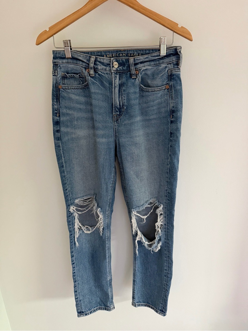 American Eagle Strigid Distressed Mom Jeans Size 4 Short